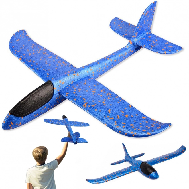 Blauw styropor vliegtuig voor acrobatiek 47cm