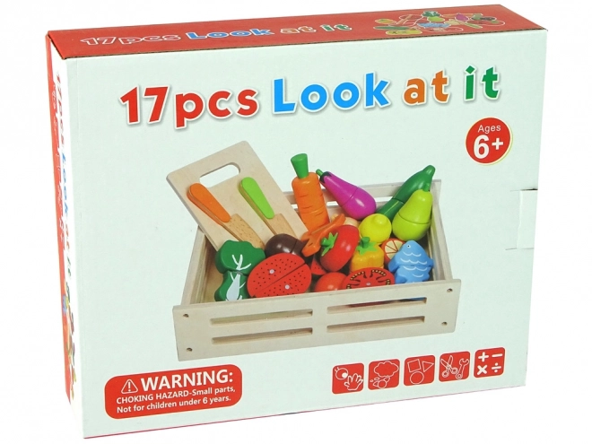 Wooden Fruits and Vegetables in a Magnetic Crate