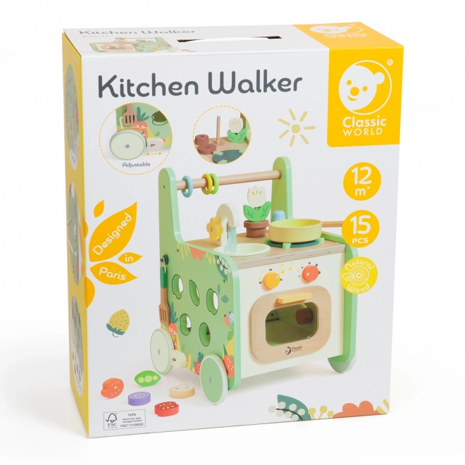 Cuisine en bois et trotteur Classic World 2-en-1