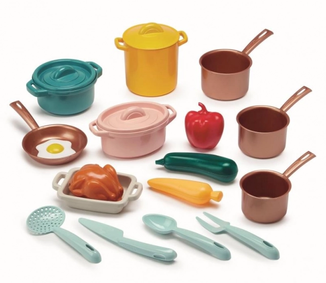 Grande ensemble d'ustensiles de cuisine pour enfants et aliments