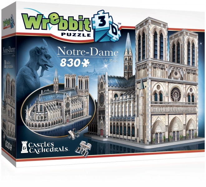 3D puzzle Notre-Dame Cathedral by WREBBIT, 830 pieces