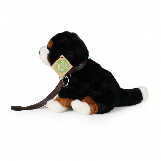 Pluchen Berner Sennenhond zittend met riem en geluid 20 cm MILIEUVRIENDELIJK