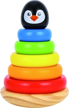 Houten stapeltoren pinguïn