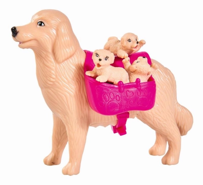 Pop Evička met hondje en puppy's