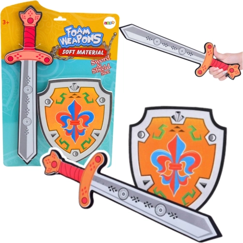 Set en mousse de chevalier bouclier et épée avec blason fleur de lys (2 pcs)