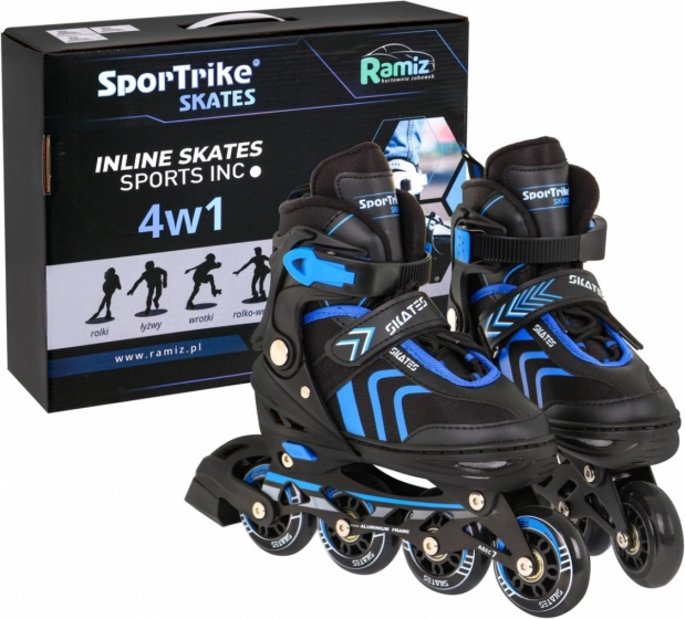 4-in-1 Kids Skates Set: inline, quad and ice – size 39–43 – Blue