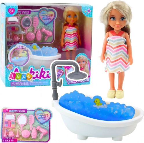 Satz Mini Puppe Ankiki mit Pflege von Wanne und Zubehör