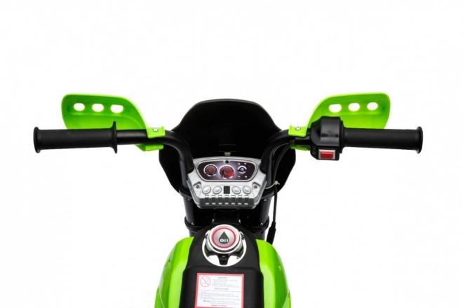 Kinder Elektro-Cross-Motorrad mit Akku – grün, mit Stützrädern und LED-Lichtern