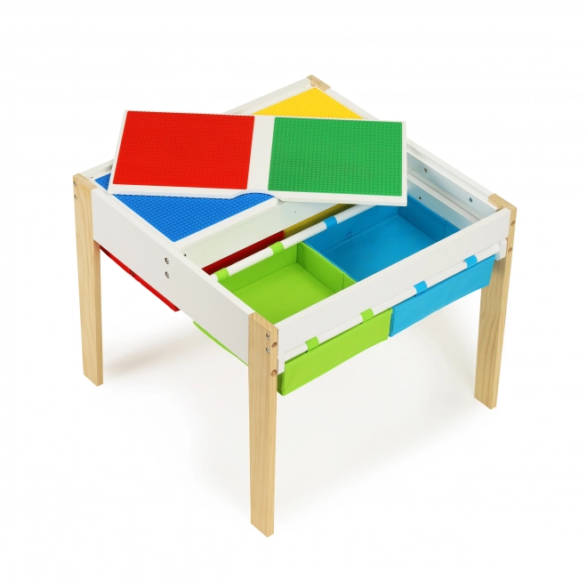 ECOTOYS Houten speeltafel voor kinderen met speeltafelblad en twee stoeltjes