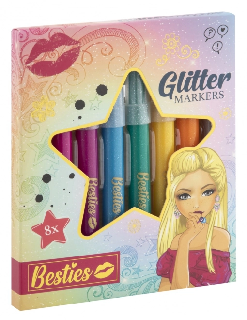 Glitter markers Besties set of 8