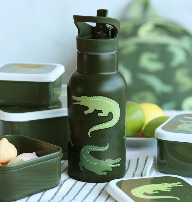 A Little Lovely Company Stainless steel drinking bottle 500 ml – Crocodile