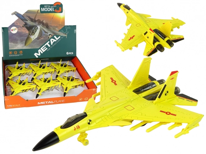 Jachtvliegtuig met wrijvingsaandrijving 1:72 geel