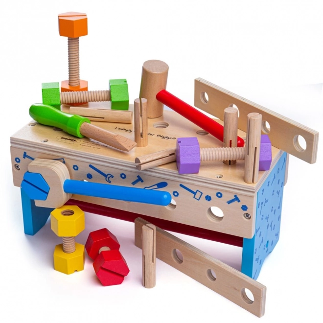 Wooden Workbench and Tool Carrier 2-in-1 Bigjigs Toys