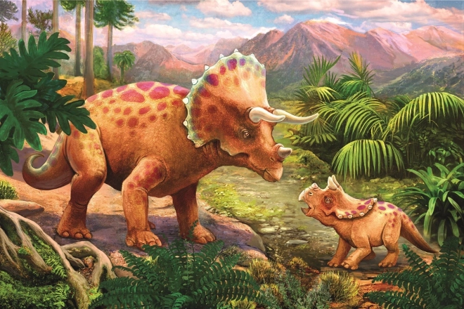 TREFL Puzzel Geweldige Dinosauriërs: Triceratops met Jong 54 Stukken