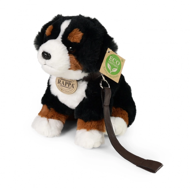 Pluchen Berner Sennenhond zittend met riem en geluid 20 cm MILIEUVRIENDELIJK