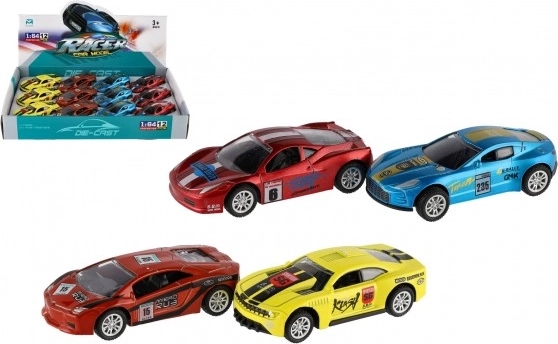 Raceautootje met terugtrekmechanisme 8,5 cm – metaal en plastic, diverse kleuren