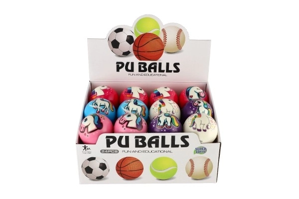 Eenhoornbal foam 8cm mix kleuren in zak 24 stuks in doos