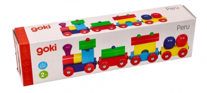 Goki colorful wooden train with magnetic wagons