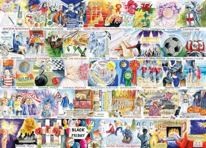 Puzzel Een Jaar in het Verenigd Koninkrijk 1000 stukken