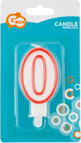 Cijferkaars 0 met rode contour 7 cm