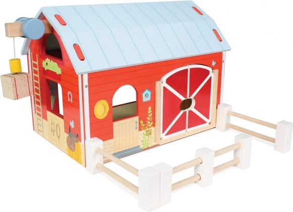 LE TOY VAN Wooden Barn – Red Farm for Kids
