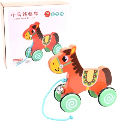 Houten trekfiguur Paard 16 cm