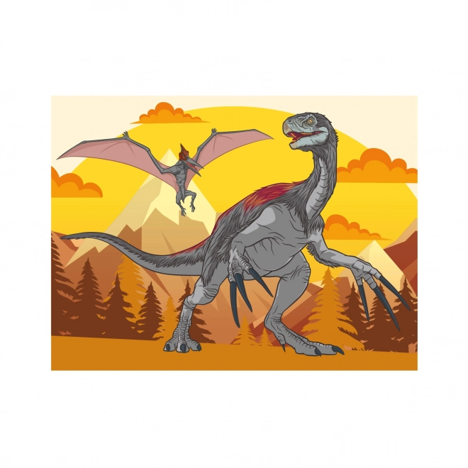 Blokjes kubus Jurassic wereld hout 12 stuks in doosje 22x18x4cm