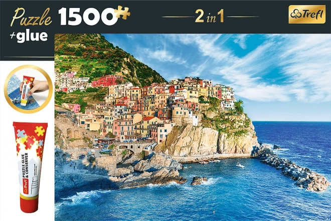Puzzelset Manarola, Ligurië, Italië 1500 stukjes met lijm