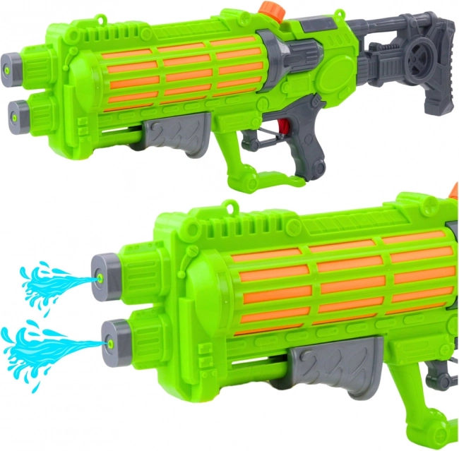 Grand pistolet à eau avec pompage mécanique, double buse, vert, 1250 ml