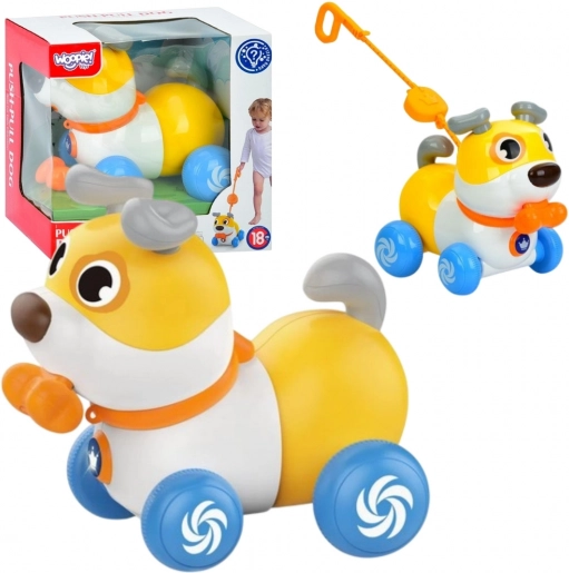 Woopie interactieve hond 2-in-1 duw- en trekspeelgoed 360° voor kinderen