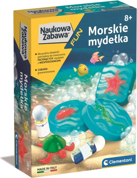 Wetenschappelijke set met zeep met zee-thema