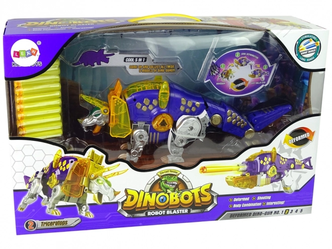 Dinobots robotische schietspel Paarse Triceratops met doelwit
