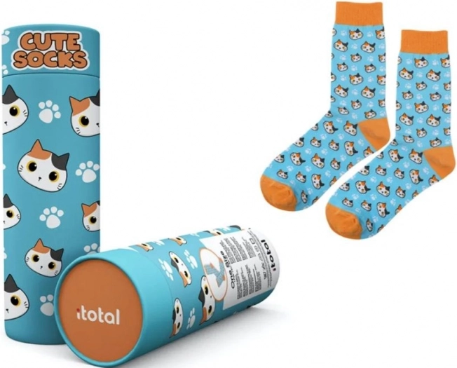 Baumwollsocken mit blauem Kätzchen
