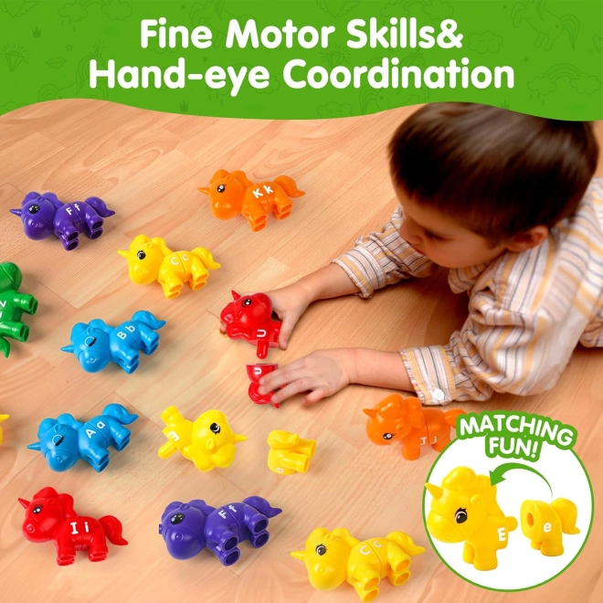 Montessori educatieve set Eenhoorn voor stapelen "Voeg letters toe" 13 stuks
