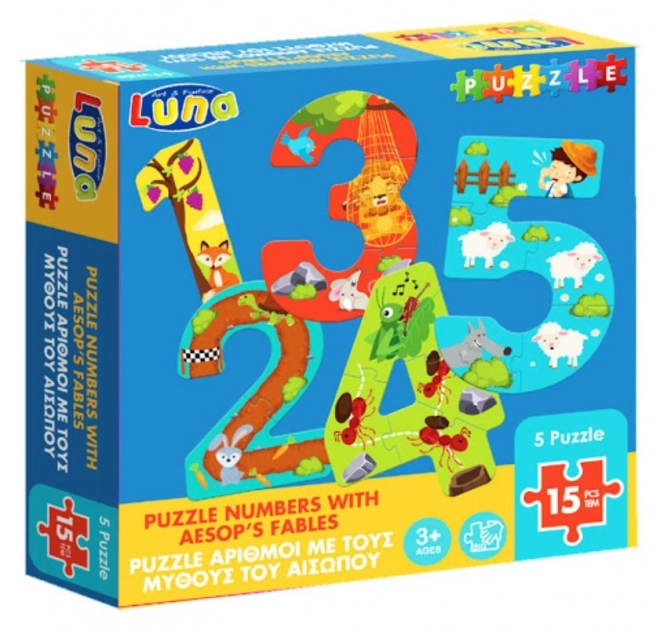 Luna Puzzel met cijfers en Ezopische fabels voor kinderen