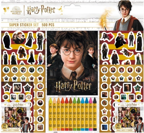Sticker set HARRY POTTER met notitieblok en waskrijtjes