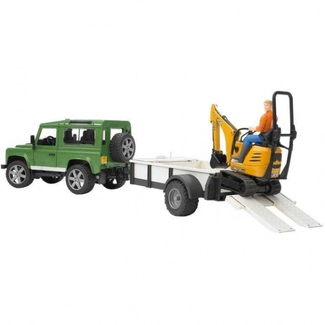 Speelset Bruder SUV en rupsgraafmachine JCB met aanhanger