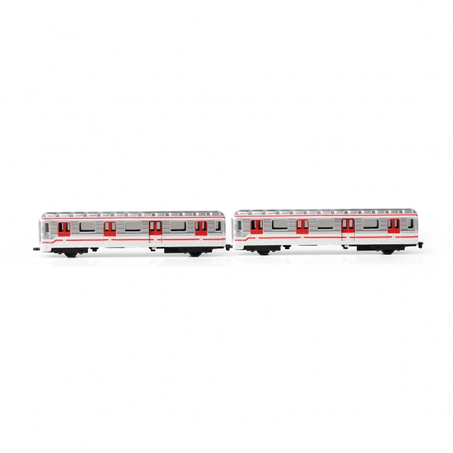 Praagse metro metaal 16 cm met opwindmechanisme in doosje 19,5x7x6 cm