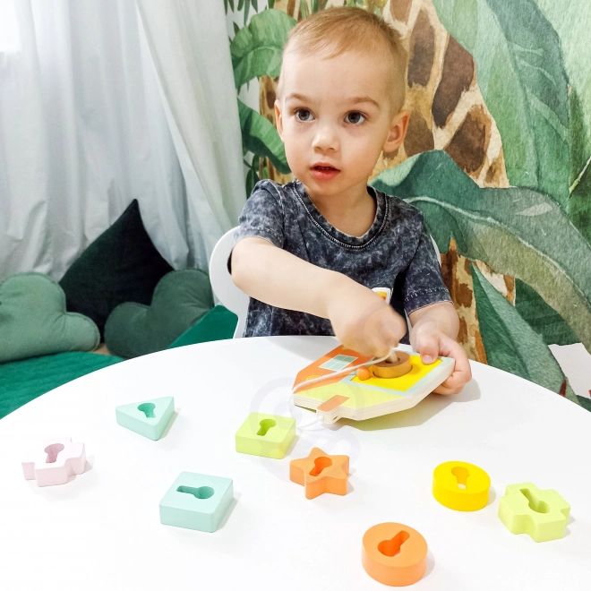 Classic World Montessori houten kralen rijgen sleutels en deuren 11 stuks