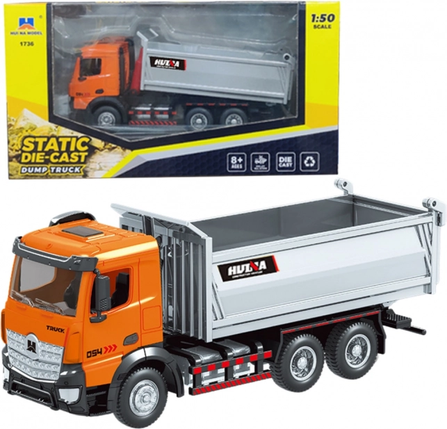 Metalen kiepwagen Huina oranje 1:50