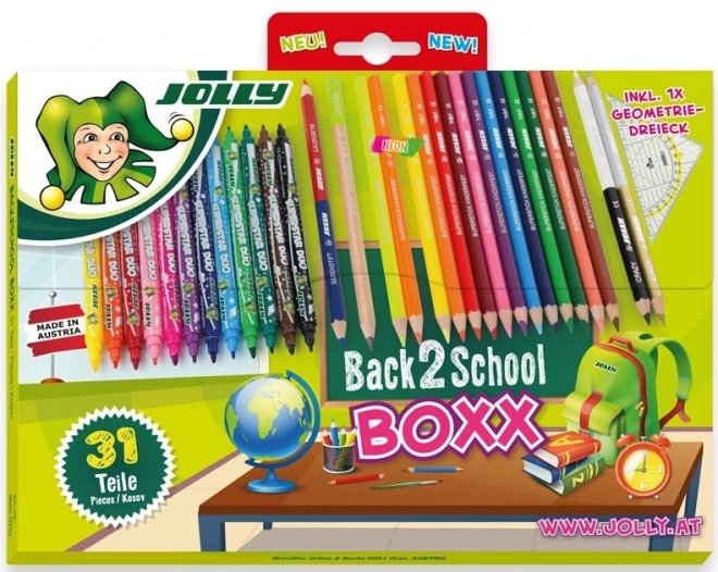 Ensemble de crayons de couleur et de feutres Retour à l'école - 31 pièces