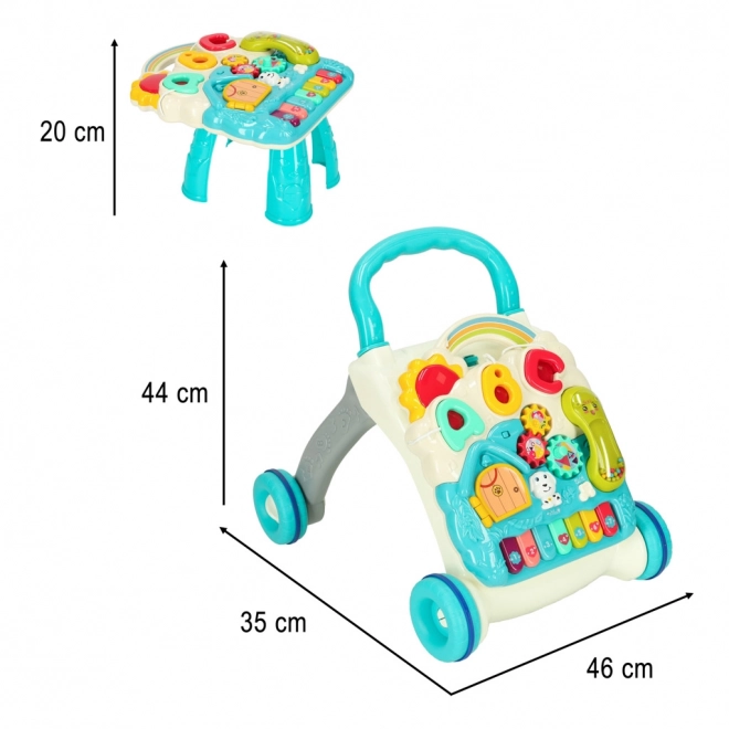 Kinder loopstoel/multifunctionele tafel 4-in-1 blauw