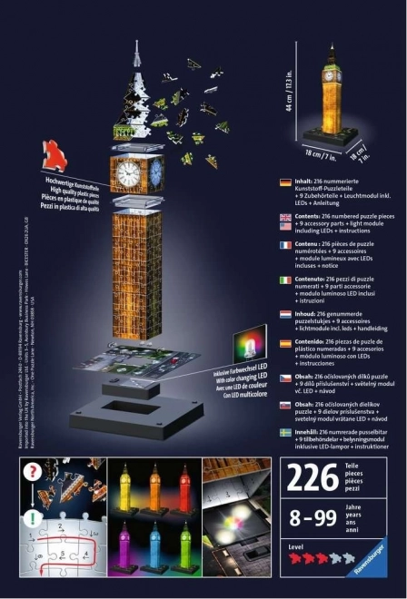 Puzzle 216 Pieces 3D Big Ben at Night