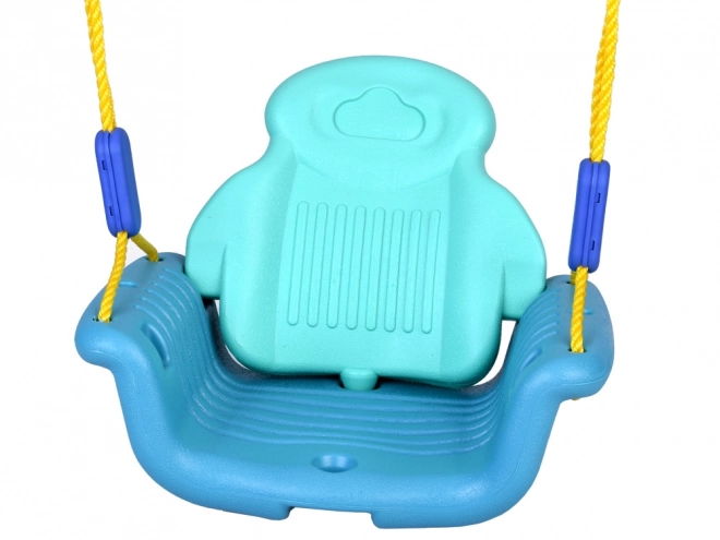 Kleurige kinderschommel met rugleuning en barrière