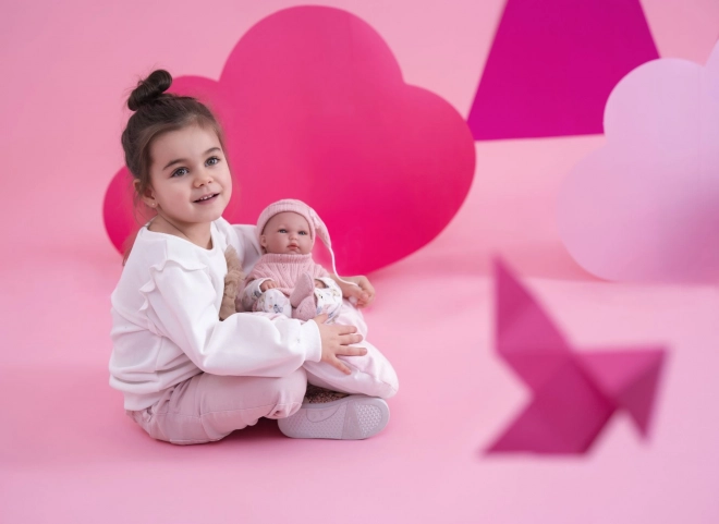 Realistische pop baby MEISJE met volledig vinyl lichaam 35 cm