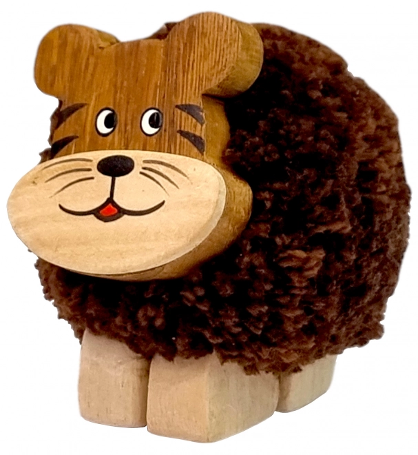 Holzfigur XL Tiger mit Pompon