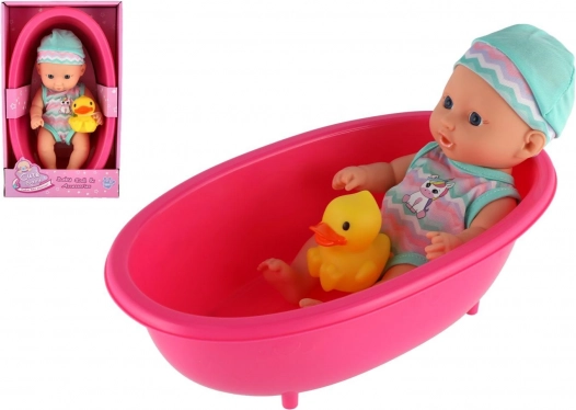 Baby pop voor in het badje met eendje 22 cm
