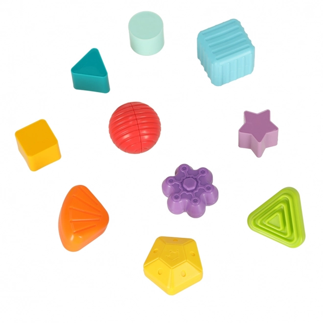 Flexibele sensorische kubus met vierkante puzzelblokken en vormensorteerder