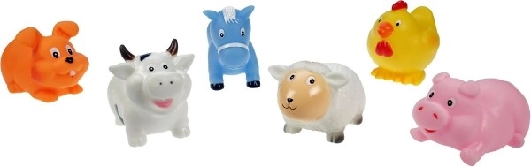 Vrolijke spuitende rubberen dieren 7 cm