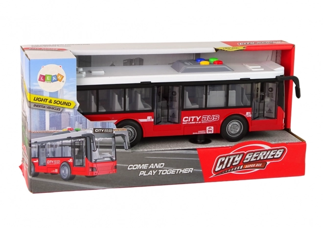 Interactieve groene bus op batterijen met frictieaandrijving 1:16 – Rood